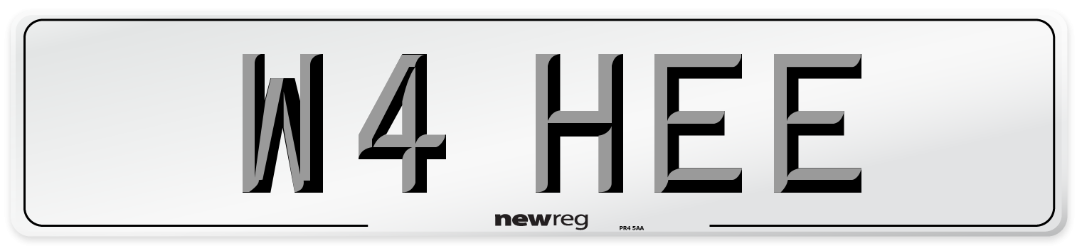 W4 HEE Number Plate from New Reg